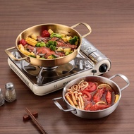 Korean-style paella frying pan instant noodle pot instant noodle pot stainless steel boiled fish soup pot single hot pot golden double ear flat seafood dry pot rice mixing pot