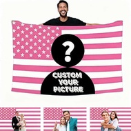 American Flag 3x5 Feet Personalized Pink Flag Customized with Photo Text Poster Star Support Flag