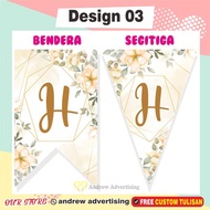 bunting flag custom bridal shower / dekorasi / lamaran / birthday / we - design 03 segitiga