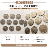 1Set10pcs 10Sen Coins UNC-BU GoodConditions 1977-1979 Brunei S2 Duit Syiling Lama CollectibleOnly
