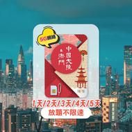 中國大陸 & 澳門 1日 5G 極速無限數據上網卡 (新升級 放題不限速)(新舊包裝隨機發貨)