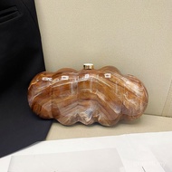 Kotak Akrilik Corak Marmar Perancis Jamuan Shell Caterpillar Bantal Telefon Clutch Beg Crossbody