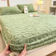 Thickened Anti-Slip Cover Bed Cover Coral Fleece Lining Single Fleece Piece Mattress Cover Cover Mil