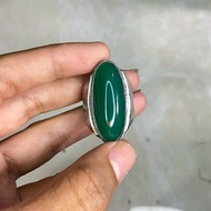 cincin batu akik hijau garut pandan natural ring monel