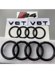 AUDI S4 2020-2024 4-Ring logo ABS Black Car Hood Front Grill Emblem Rear Trunk Badge Sticker S4 Embl