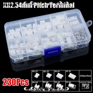 FKILA 230Pcs Pin Connector, 2p 3p 4p 5pin Housing Kit 2.54mm Pitch Terminal, Durable Male And Female