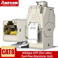 AMPCOM CAT8 Keystone Jack Connectors เครือข่าย RJ45โมดูลซ็อกเก็ต Full Shielded TOOLLESS Type 40G 550