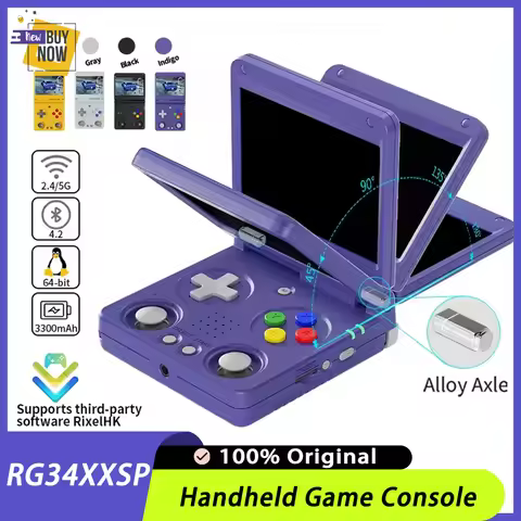 RG34XXSP Retro Flip Linux Handheld Game Console 64-bit 3300mAh 3.4-inch IPS Screen WIFI Collapsible 