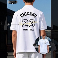 Customized Men's Polo Shirt, Tribute To #23, Chicago, Signature Font, Input Text To Create Exclusive