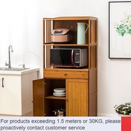 LP-8 ZHY/New💎Kitchen Shelf with Door Microwave Oven Shelf Drawer Shelf Cupboard Wine Cabinet Tea Cabinet Bamboo Sideboar