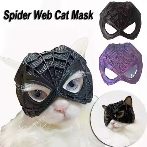 Black 3D Printing Cat Bat Mask Halloween Accessories Cat Headwear Spider Web Cat Mask Cosplay Costum