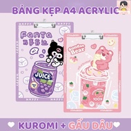 A4 Transparent Document Clipboard with Clipboard - Cute Kuromi Pattern Acrylic Document Clipboard