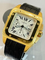 🌈🌈新貨返啦🌈🌈📖連證書📖💪超重份量💪🏔🏔CARTIER Santos 100 XL 2741🏔🏔💛💛原裝銀白羅馬字面 18K黃金款式 自動計時機芯 42X55mm💛💛連原裝18K黃金蝴蝶扣 狀態一流