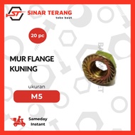 (20pcs) Yellow Flange Nut M5 - Flange Nut M5 Key 8 - Cap Nut Ring