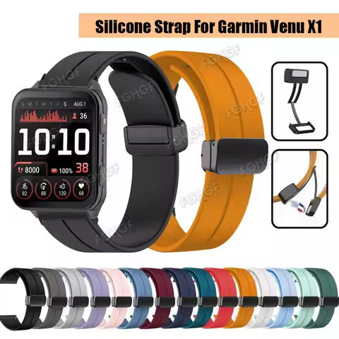Replacement Watchband For Garmin Venu X1 Strap Magnetic Buckle Silicone Wristband For Garmin Venu X1