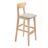 Stool Bar Stool รั้งโต๊ะบาร์แบบสูงไม้แท้สำหรับร้านกาแฟ สไตล์ยุโรปเรียบง่าย สำหรับร้านคาวบอยและร้านเค