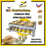 Metallogy Stainless Steel 6 Burner Pancake Gas Stove 5/7 Inch / Dapur Gas Stove Apam Balik 6 Kepala 