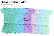 BORONG 12 Pcs Unisex Color Baby Eyelet Short Sleeves Summer Wear / Baju Lubang Bayi