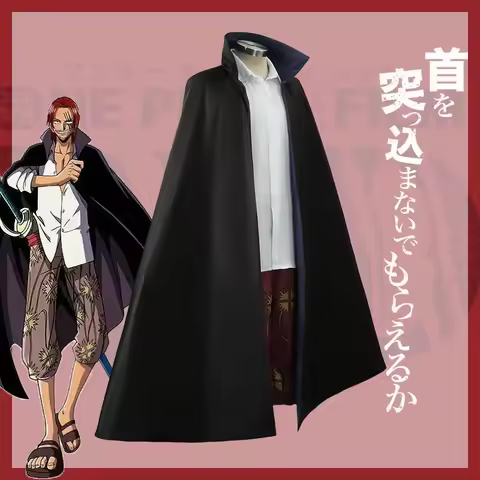 Shanks Cosplay Costumes One Shirt Pants Belt Cloak Coat Piece Red Costume Men Party Role Play Outfit