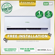 EVEREST Split Type Wall Mounted Inverter Aircon with Remote Control 3.0 HP - ETIV30CSTR3-HF (Free Installation for the 1st 10ft)