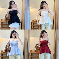 Super Cute 4-Color Peplum Strapless Top for Going Out to the Beach Aoquay592_P8K7