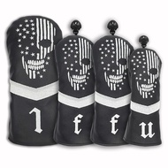 Golf Club Cover Three-Piece Set No. 1 Wooden Fairway Wood Iron Wood Cover American Skull PU Protecti