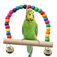 Kayu Asli Buaian Mainan Burung hinggap Ade Loceng Natural Wooden Parrots Swing Toy Birds Perch Hanging Swings With Bell