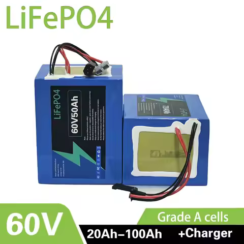 Deep cycle 60V 20Ah 30Ah 40Ah 50Ah 60ah 80ah 100ah 70ah Lithium Lifepo4 battery for 2KW 3KW 5KW moto