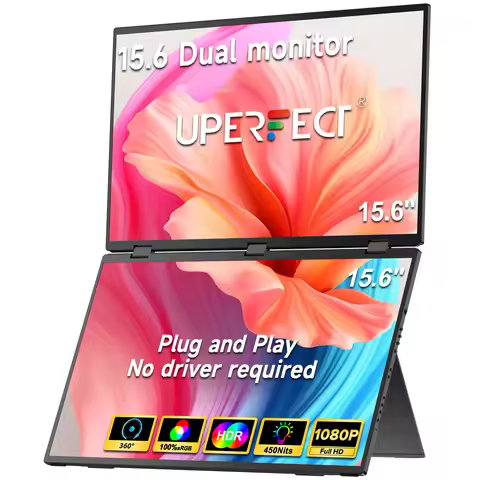 UPERFECT Delta 15.6"Dual Monitor Portable Gaming Triple Pc Display Laptop Screen 1080P HDR Folding A