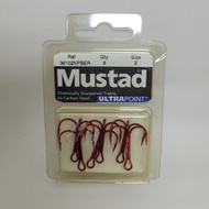 [Size#2] Mustad Red Treble Hooks Lure Fishing 36102NPBER 1pack