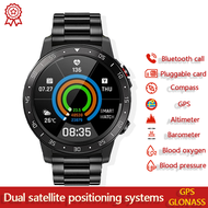 Smartwatch นาฬิกาสมาร์ทวอท 2021 GPS Smart Watch Men Bluetooth Call IP67 Waterproof Compass Altitude Barometer Sport Heart Rate Smartwatch For Xiaomi HuaweiSmartwatch นาฬิกาสมาร์ทวอท Black Steel