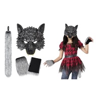 Fir Halloween Wolf Costume Wolf  Wolf Tail Gloves Animal Costume Accessories