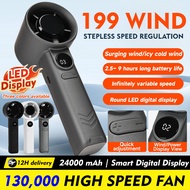 199-Speed 24000mAh Mini Portable Handheld Fan High Speed Air Cooling USB Rechargeable Digital Displa