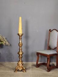 法國 大支 厚實純銅 落地 大燭台 銅雕刻 燭台 m2020【卡卡頌  歐洲古董】