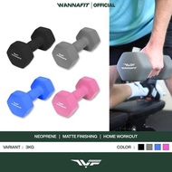 WANNAFIT Dumbbell 3kg Vinyl Neoprene | 3 kg Anti-Slip Dumbbell Barbell | Weight Training Equipment