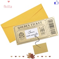 FKILLA Golden Ticket Scratch- Card, with Envelope Scratch  Ticket Concert Ticket,  Party Favor Raffl