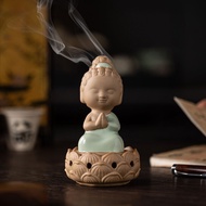 Ceramic Small Tathagata Plate Incense Burner Ornaments Retro Zen Small Buddha Aromatherapy Burner Te