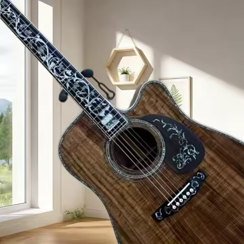 41 Inch D45 Series Brown Guitar Ebony Neck KOA Body 6 String Handmade Excellent Acoustic Guitar Reso
