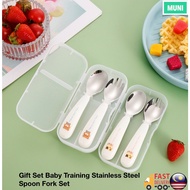 Gift Set Baby Training Stainless Steel Spoon Fork Set Toddler Self Feeding Utensil Set Sudu Baby Sud