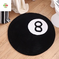 RADIV 8 Ball Carpet, Round Soft 8 Ball Rug, Creative Plush Skin Friendly Black 8 Ball Mat Hoom Decor