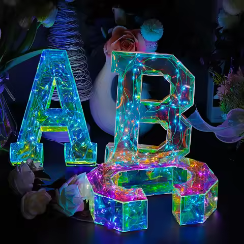 Multicolor LED Marquee Letters & Numbers, Glam Style with dual power battery box design, portable li