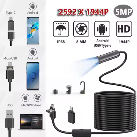 8MM 5MP 1944P Auto-Focus Inspection Camera Piping Endoscope Camera For Cars Android Smartphone High