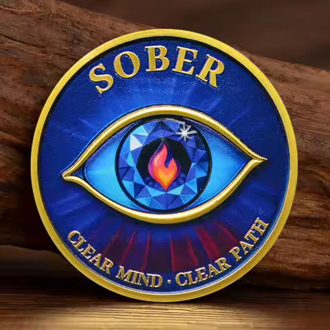 New Clear Your Mind Free Your Spirit Gold Plated Souvenir Coin Sober The Eye of The Devil Collectibl