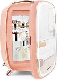 KFO Pink Mini Beauty Refrigerator Skincare Fridge 6 Liter /8 Can Makeup Fridge Safe and Silent Protect Your Cosmetics Ideal For Bedroom Cosmetic Storage With Adjustable Shelf