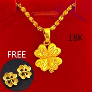 New Arrival Pure ​Jewelry Set for Women Original 18k Saudi Gold Pawnable Legit Jewelry Seller Four Leaf Clover Necklace Pendant Birthday Gift Valentine Simple Choker Couple Necklace Not Fade Jewelry Clavicle Chain Wedding Necklace Romantic Jewelry Set
