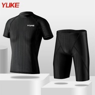 Shark Men Short Sleeve Swim Shirt Swimming Shorts Wetsuit Set Snorkeling Suit Men Surfing Swimsuit D