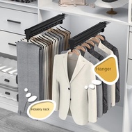 Wardrobe Pull-Out Pants Rack Slide Rail Clothes Hanging Rod Aluminum Alloy Telescopic Trolley Ro