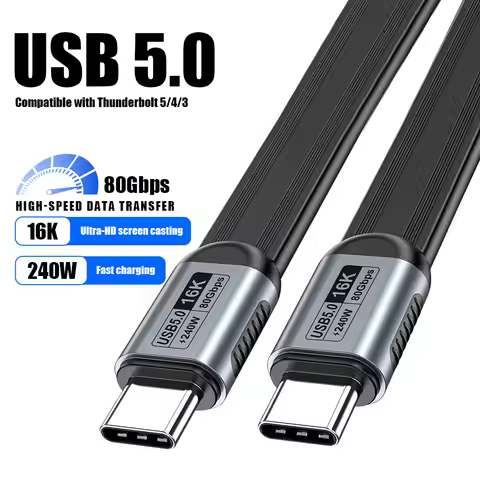 USB 5.0 PD240W Type C to Type C Cable ThunderBolt 5 USB-C 80Gbps Data Cord 16K@60Hz USB C Cable For 
