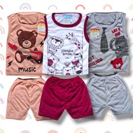 3 PCS SINGLET KUTUNG SUIT BABY SUIT KUTUNG BOYS GIRLS 3-12 MONTHS