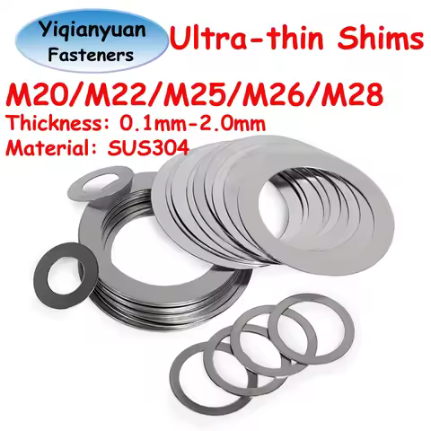 Yiqianyuan M20 M22 M25 M26 M28 DIN988 SUS304 Stainless Steel Adjusting Shim Washers Ultra-thin Plain